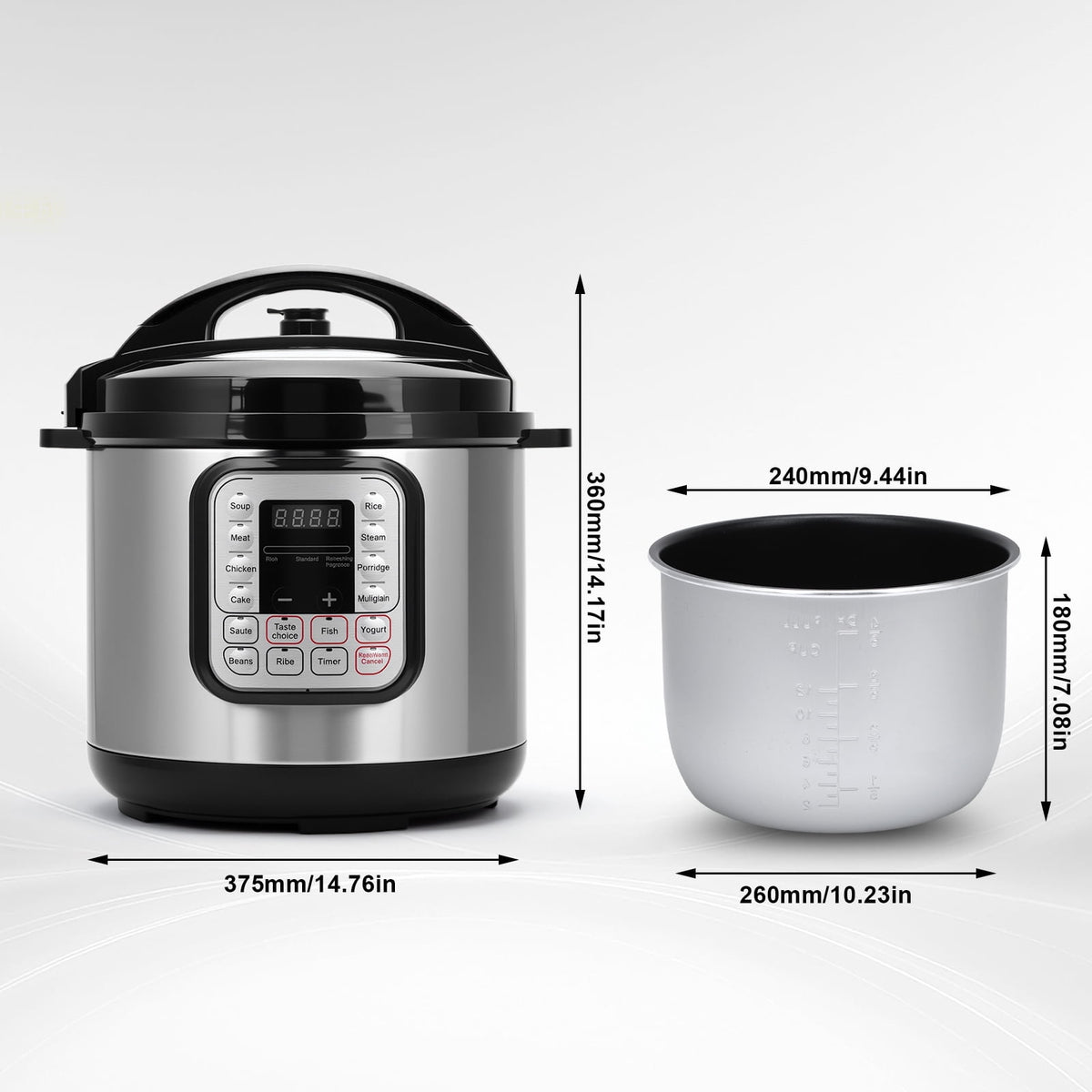 8.5 Quart Electric Pressure Cooker, 16-in-1 Multi-Functional Slow Cooker, Rice Cooker, Saute Pan, Soup Pot, Egg Cooker, Warmer, Preset Cooking, Stainless Steel