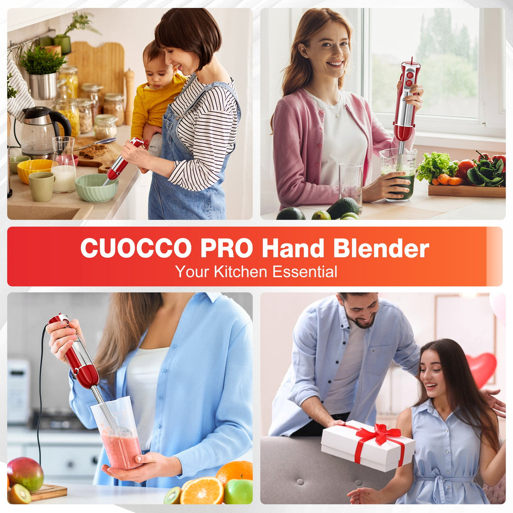 Immersion Blender, 1100W Immersion Blender Handheld with 21 Speeds & Turbo Boost – 3-in-1 Hand Blender for Purees, Baby Food, Milkshakes, Soups & Smoothies