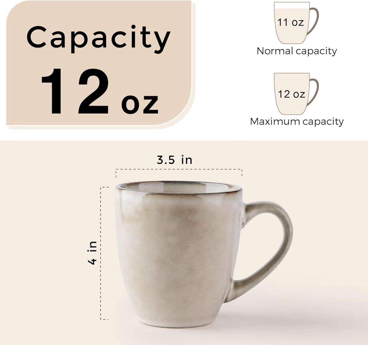 AmorArc Ceramic Coffee Mugs Set of 4, 12oz Stoneware Coffee Mugs Set For Dad Mom Women MEN, Light Weight Coffee Cups for Latte/Tea/Beer/Hot Cocoa, Dishwasher & Microwave Safe,Green Wheat