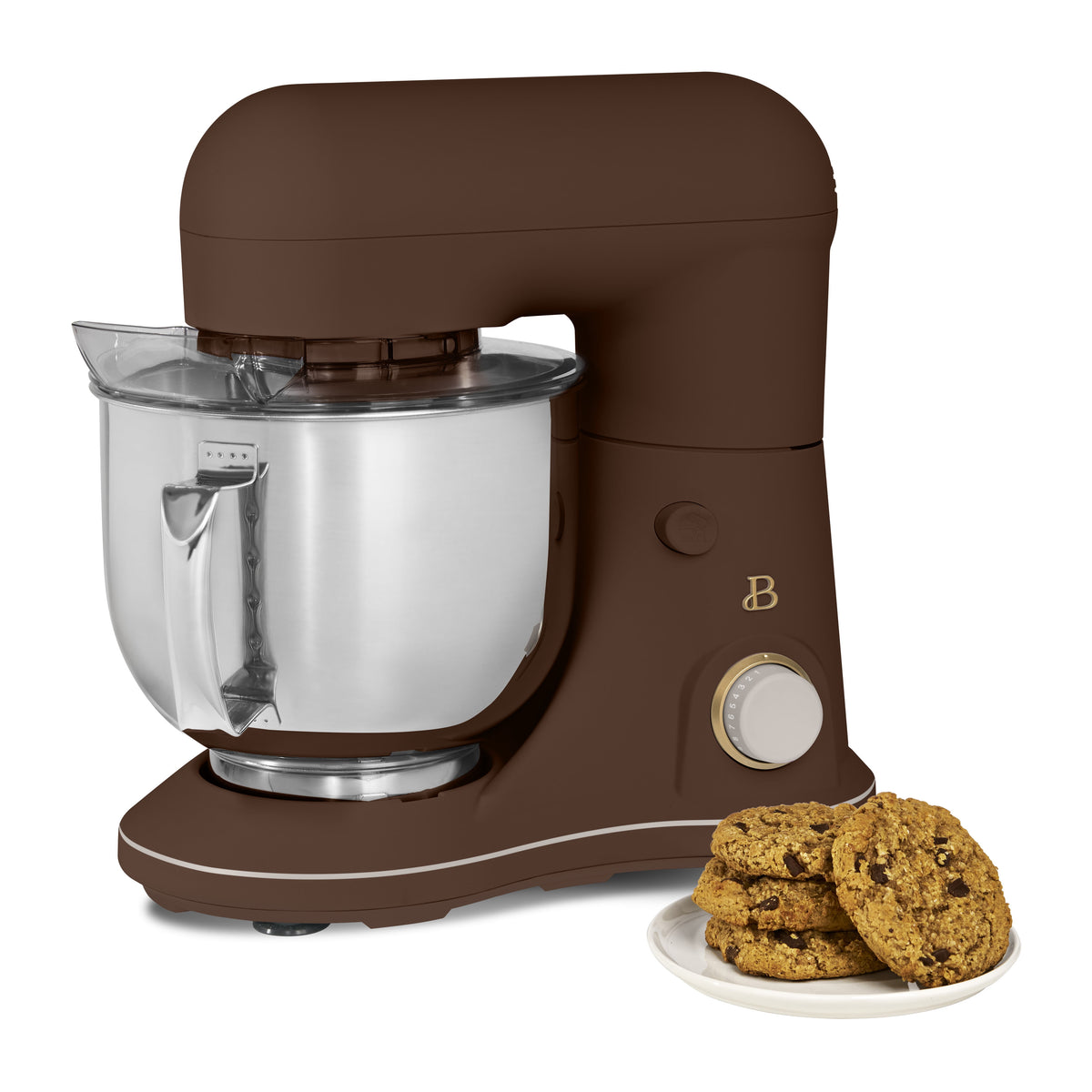 Beautiful 5.3 Qt Stand Mixer, Lightweight & Powerful with Tilt-Head, Chocolate by Drew Barrymore