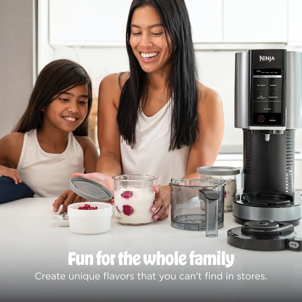 Ninja CREAMi Ice Cream Maker, for Mix-ins, Milkshakes, Sorbet, 5 One-Touch Programs, (2) 16 Oz Pint Containers & Lids, NC300WH White