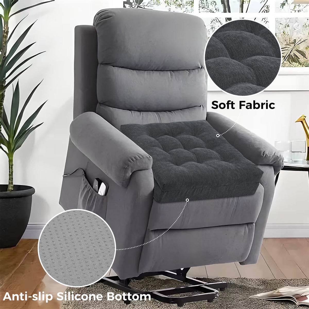baibu Recliner Cushion 20-Inch Extra Large Seat Cushion Tufted Memory Foam Dual-layer Design Chair Cushion for Recliner Armchair Couch, Brown