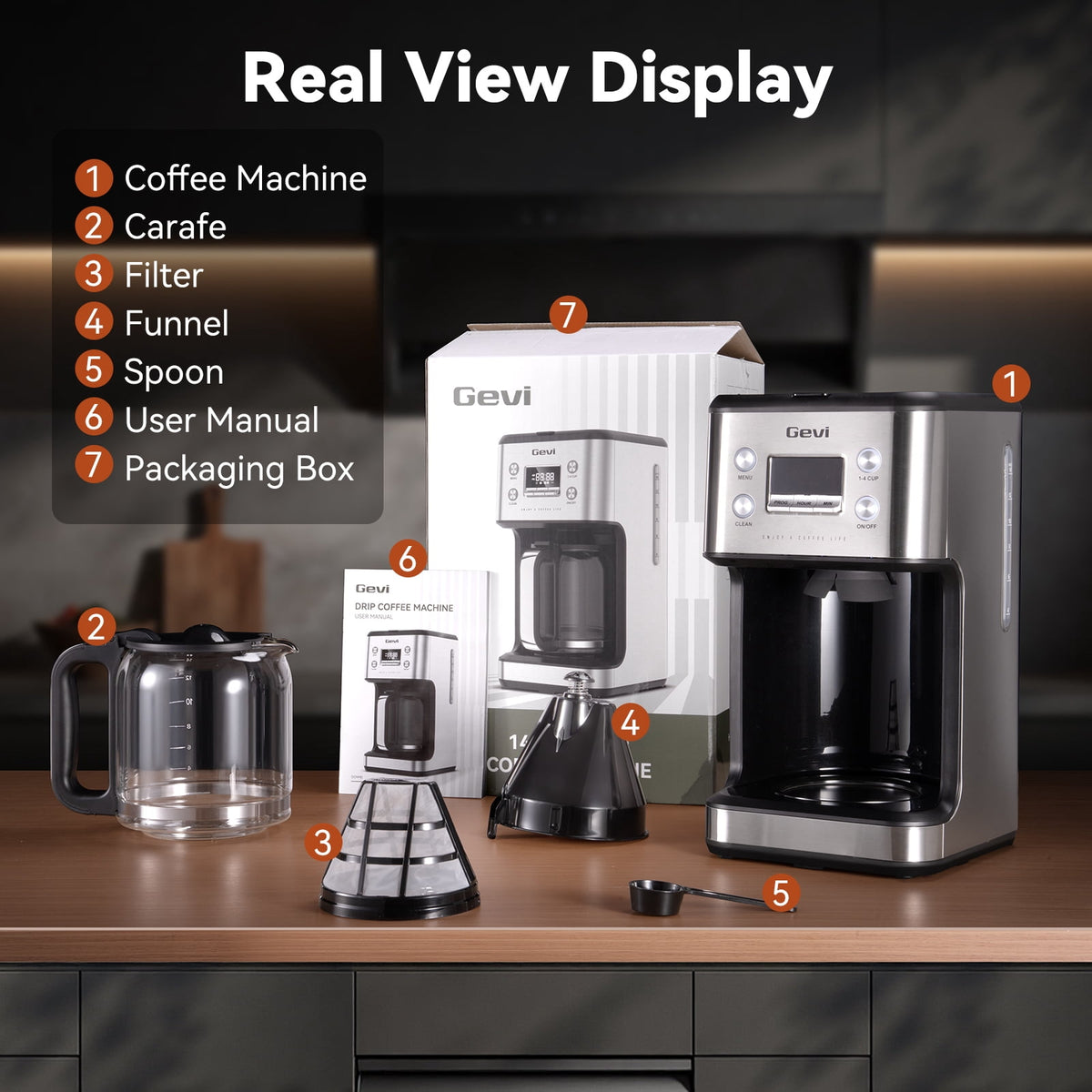 Gevi 14-Cup Programmable Drip Coffee Maker, Stainless Steel Smart Coffee Pot with Touch Control & Automatic Clean, Summer Edition