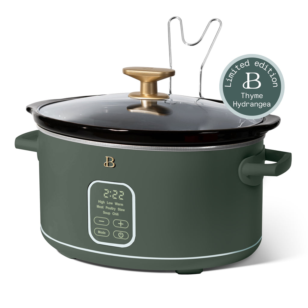 Beautiful 6 Qt Programmable Slow Cooker, Thyme Green by Drew Barrymore