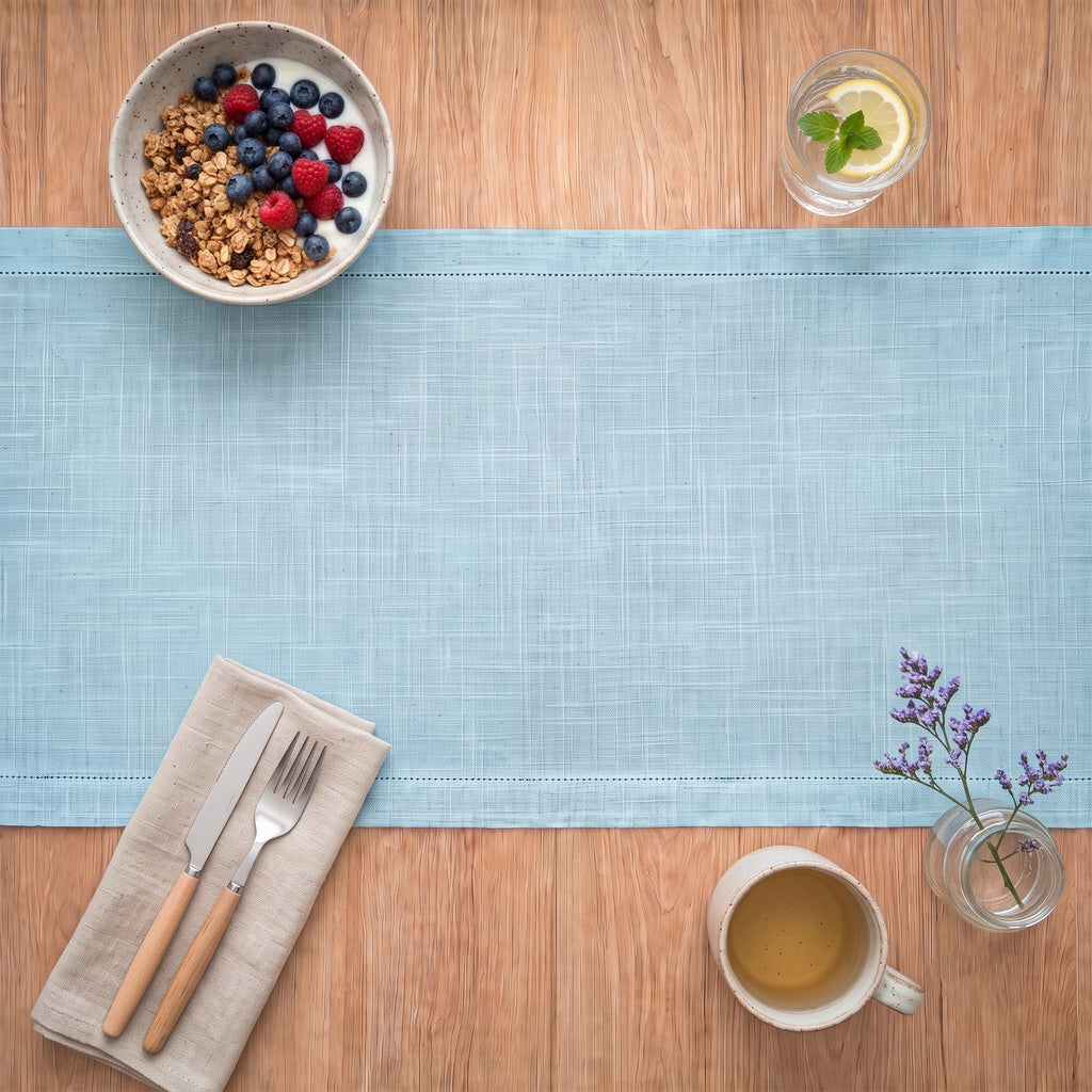 Fingercraft Table Runners, Cotton Dinner Table Centerpiece with Beautiful Premium Lace, Home and Dining Aqua-90