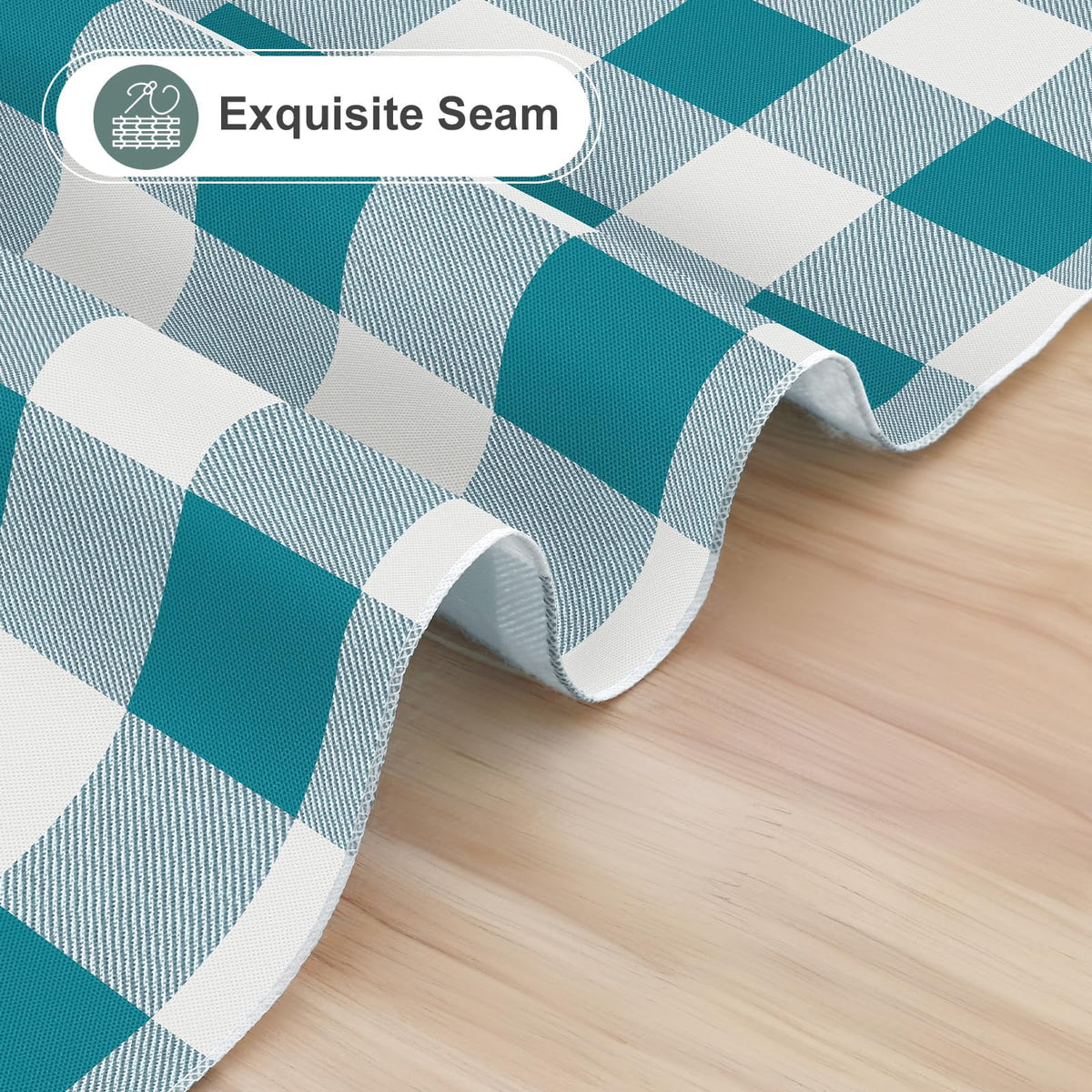 decorUhome Rectangle Tablecloth, Waterproof Vinyl Flannel Backed Table Cloth, Buffalo Wipeable Plastic Table Cover for Kitchen and Outdoor, Black and White, 60" x 84"