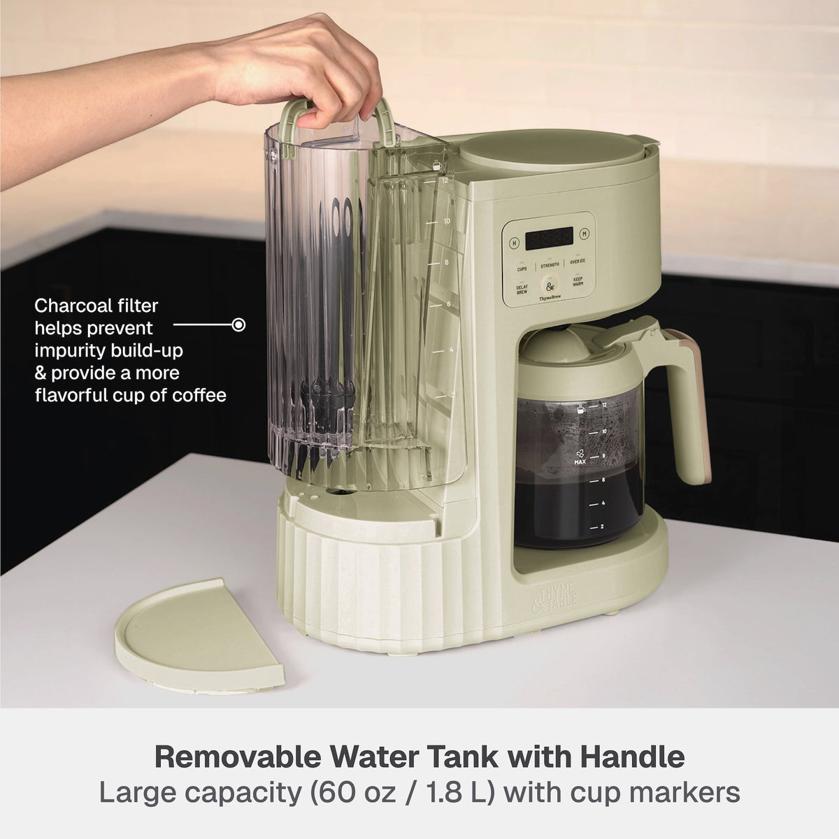 Thyme & Table 12-Cup Programmable Drip Coffee Maker, 60oz Water Reservoir, Atlantic Blue