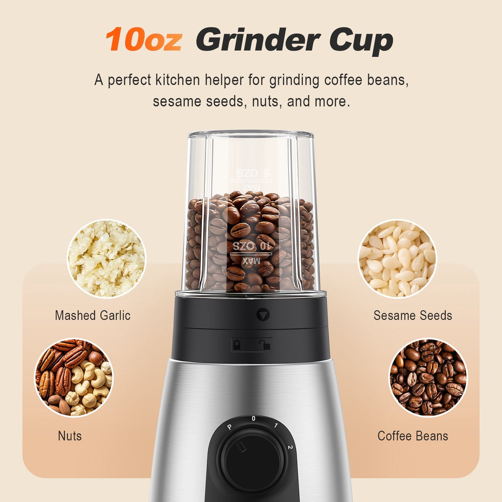 TINANA Single Serve Blender with 20oz & 10oz Cups, Portable Smoothie Maker with Grinder Cup, Personal Drink Mixer Blender, Dishwasher-Safe Cups