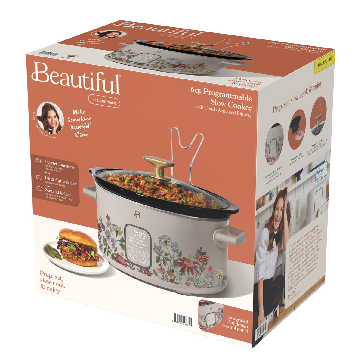 Beautiful 6 Qt Programmable Slow Cooker, Thyme Green by Drew Barrymore
