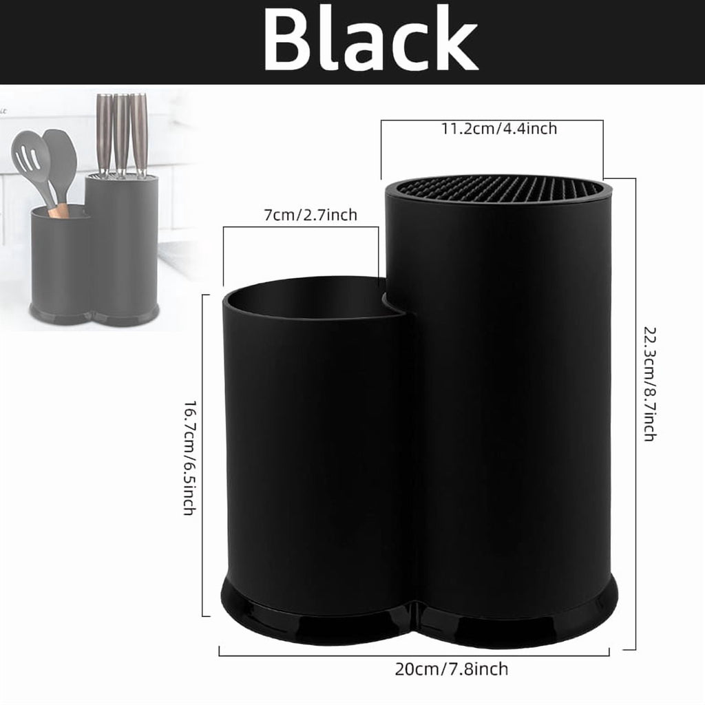 MYVIT Kitchen Knife Holder without Knives Round Empty Knife Block Holder for Countertop Storage Organizer,Black