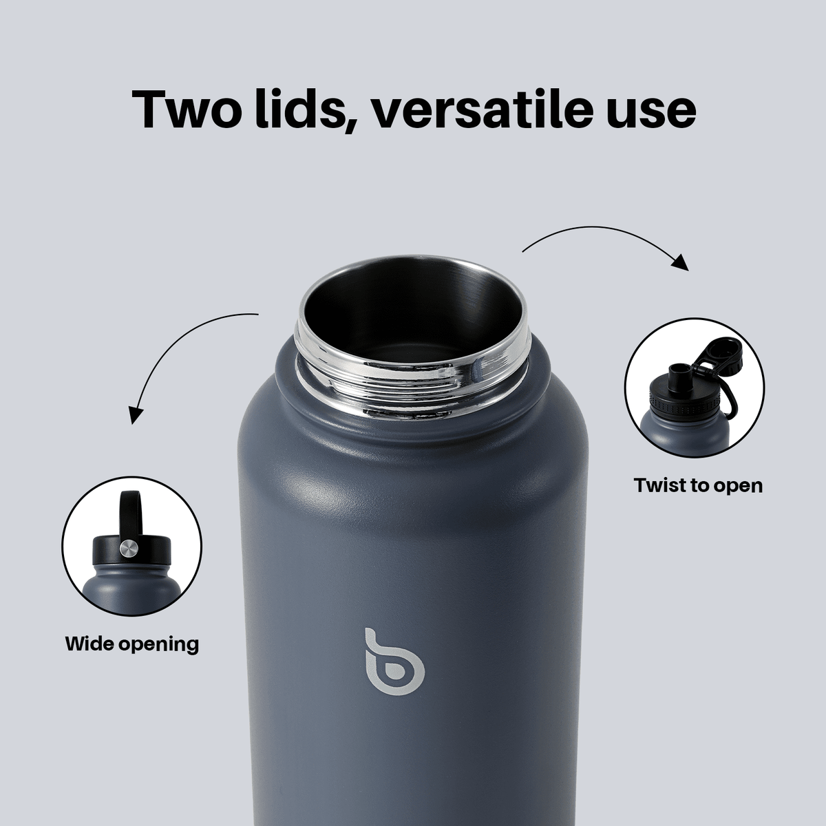 BOTTLE BOTTLE 32 oz Insulated Water Bottle Stainless Steel Water Bottle with Two Lids and Handle Double Walled BPA-Free Keeps Drinks Cold for 12 Hours and Hot for 24 Hours (ButterLatte)