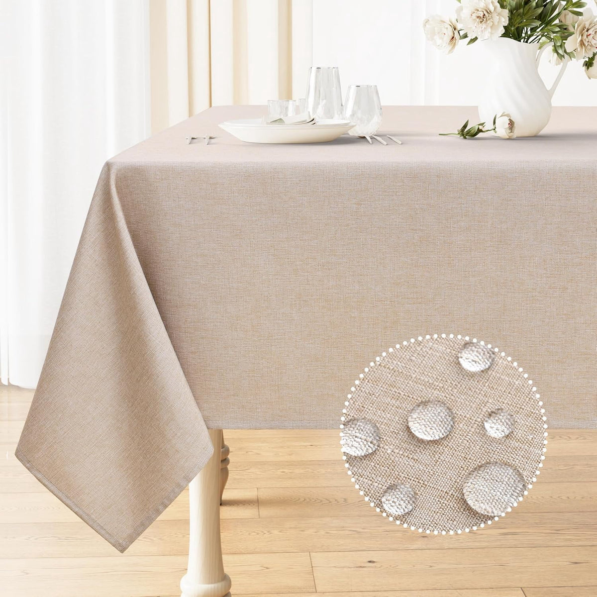 decorUhome Linen Rectangle Tablecloth 52x70 inch, Stain and Wrinkle Resistant Washable Table Cloth, Decorative Waterproof Fabric Table Cover for Dining Party, Sage Green