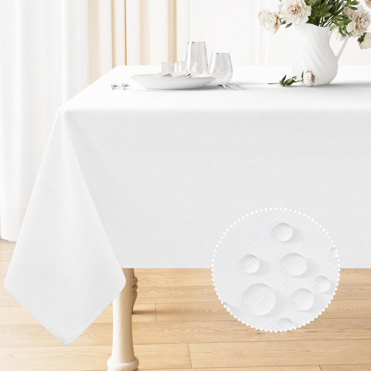 decorUhome Linen Rectangle Tablecloth 52x70 inch, Stain and Wrinkle Resistant Washable Table Cloth, Decorative Waterproof Fabric Table Cover for Dining Party, Sage Green