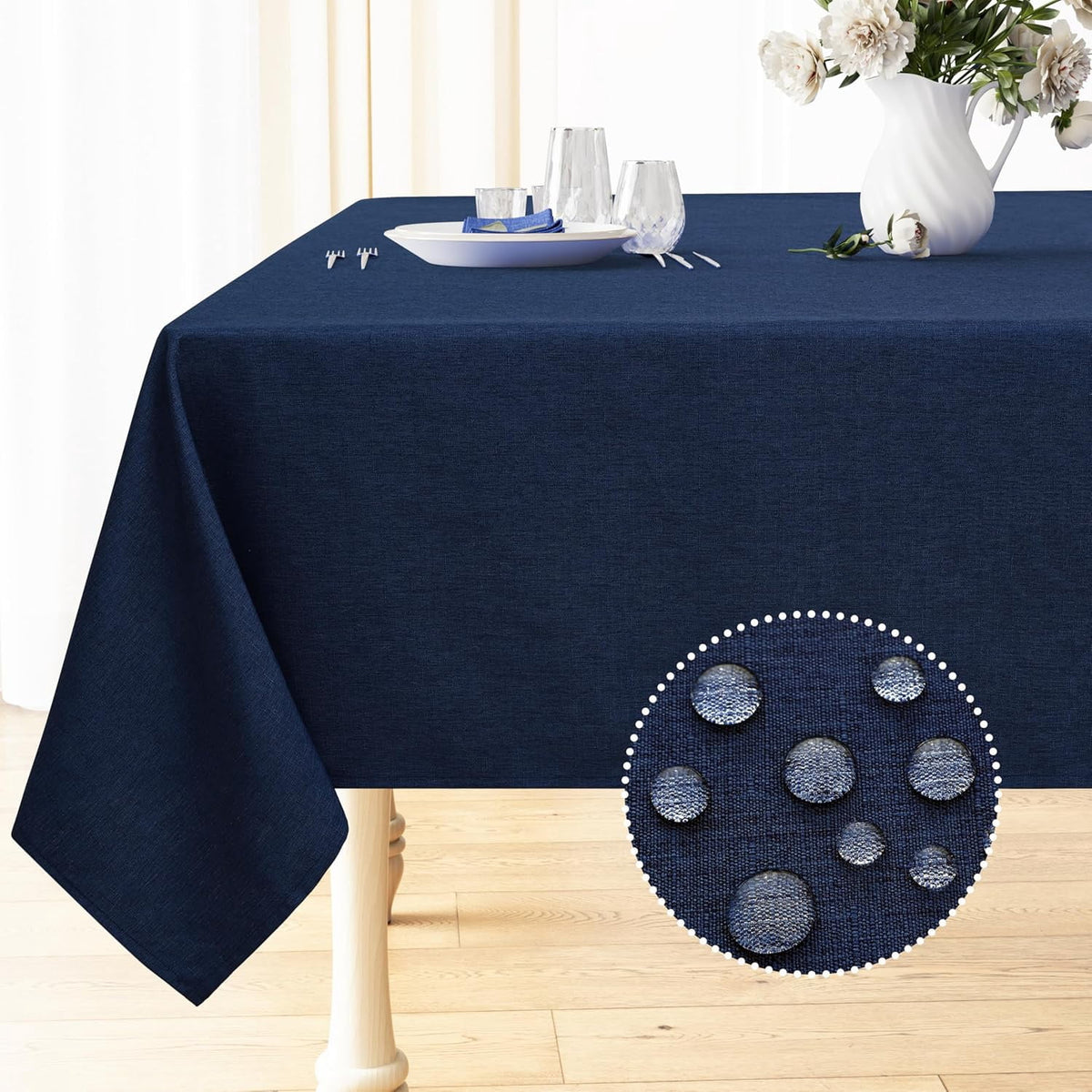 decorUhome Linen Rectangle Tablecloth 52x70 inch, Stain and Wrinkle Resistant Washable Table Cloth, Decorative Waterproof Fabric Table Cover for Dining Party, Sage Green