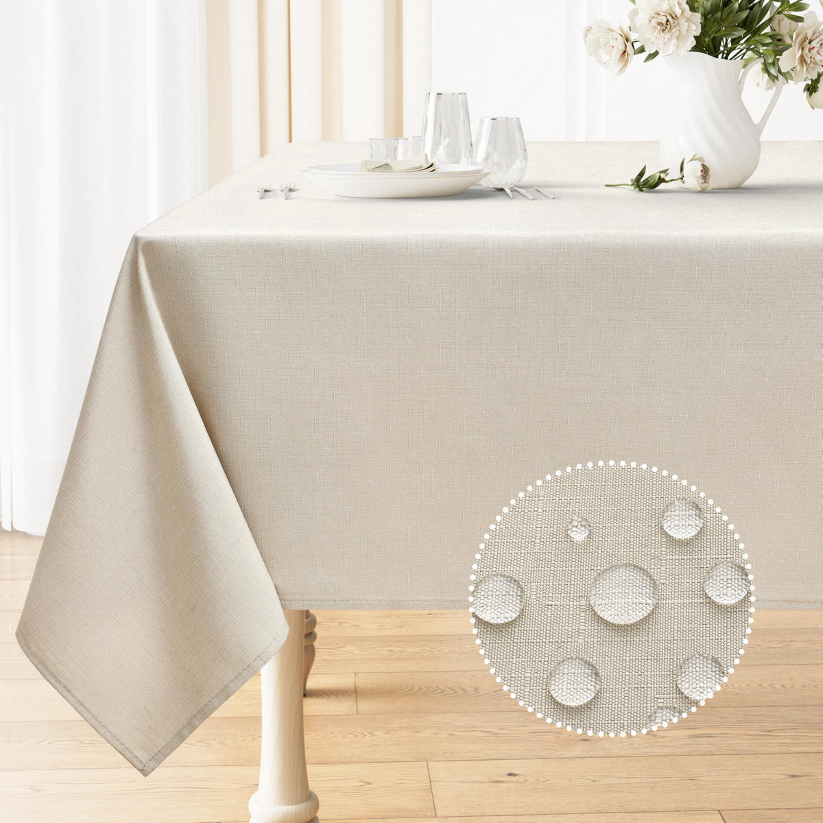 decorUhome Linen Rectangle Tablecloth 52x70 inch, Stain and Wrinkle Resistant Washable Table Cloth, Decorative Waterproof Fabric Table Cover for Dining Party, Sage Green