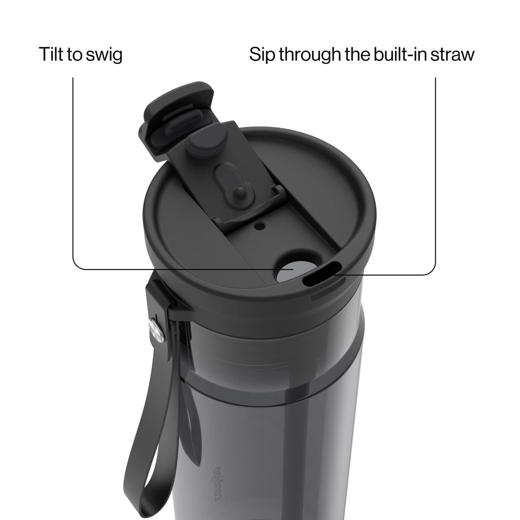 Contigo 28oz DualSip Plastic Water Bottle with Built-In Straw and Drink Opening, Licorice Black/Clear