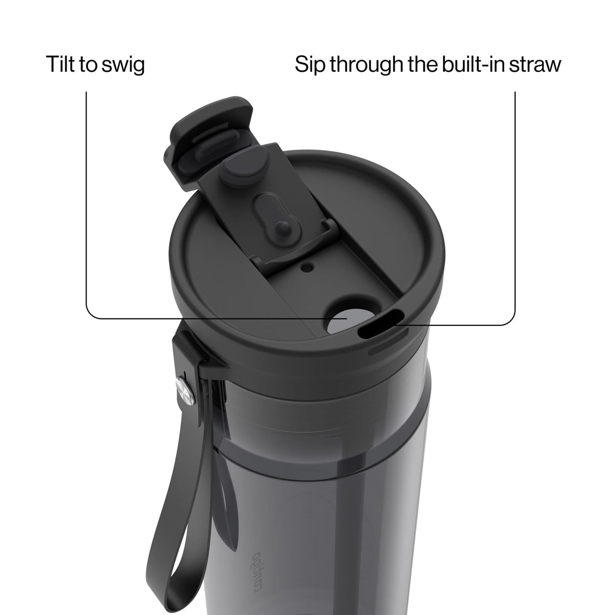 Contigo 28oz DualSip Plastic Water Bottle with Built-In Straw and Drink Opening, Licorice Black/Clear