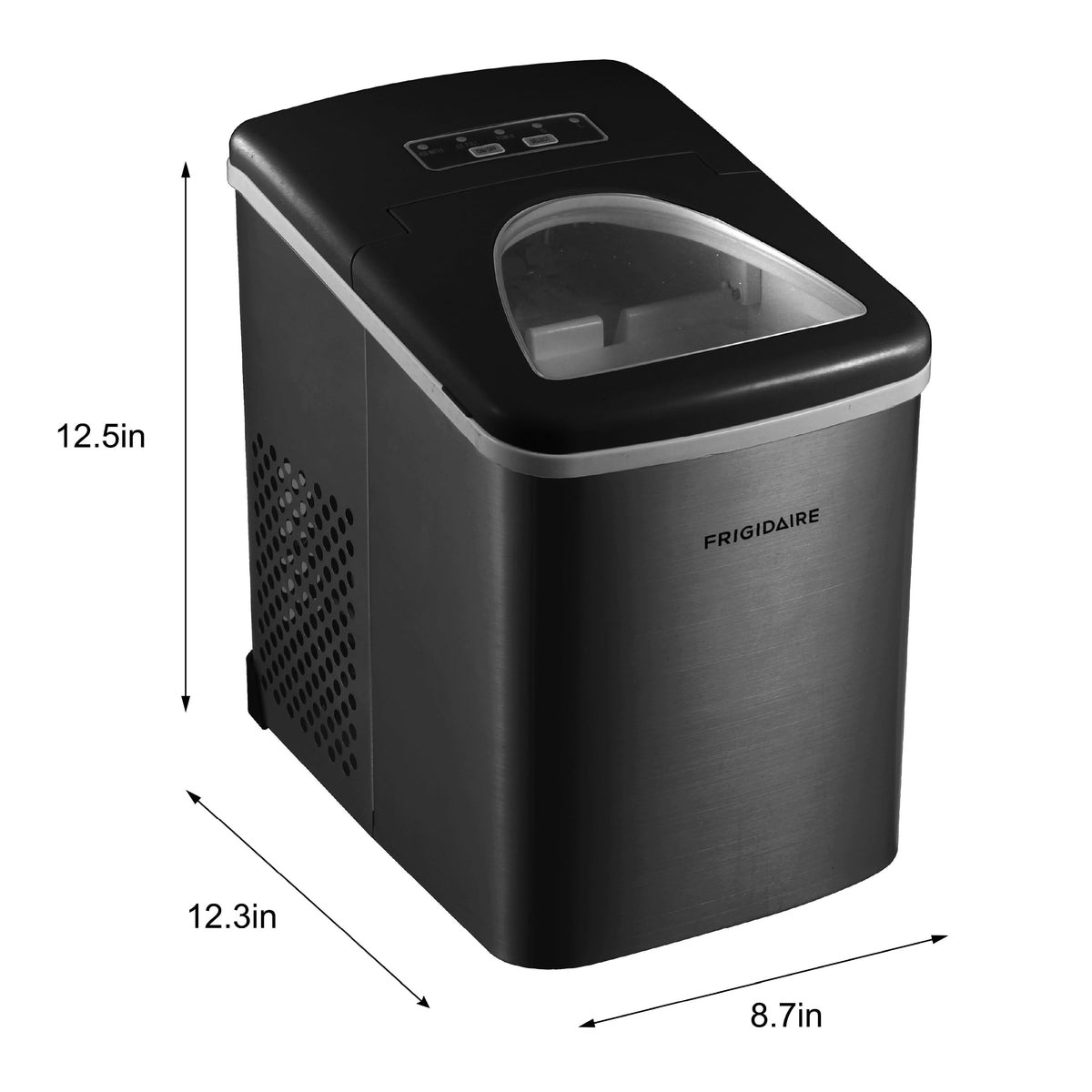 Frigidaire 26 lb. Bullet Ice Maker, Countertop Ice Machine with LED Control Panel, Red Stainless Steel