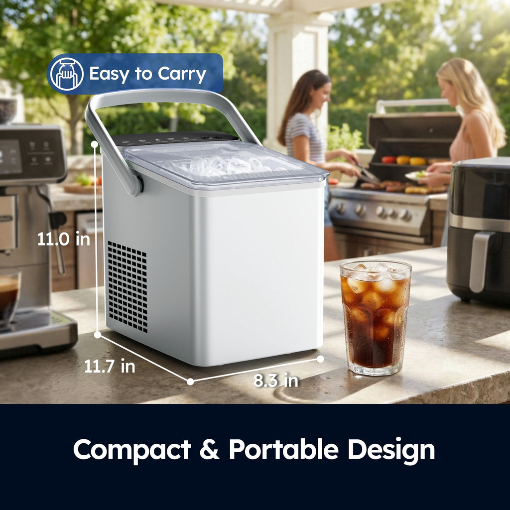 SIMZLIFE Portable Countertop Ice Maker, 26 Lbs/Day, 9 Bullet Ice Cubes in 6 Minutes, 2 Ice Sizes, Self-Cleaning Ice Machine, Black