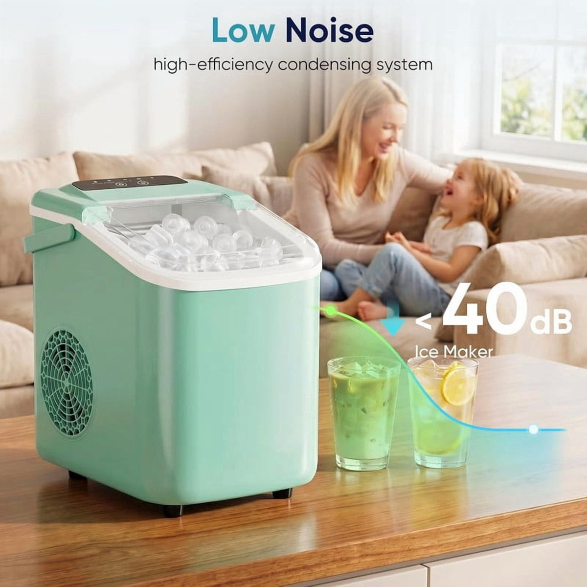 Simenmax Ice Maker Countertop – 26lbs Desktop ice maker with Handle for Home, Kitchen, Office, Outdoors, RV, Camping, White