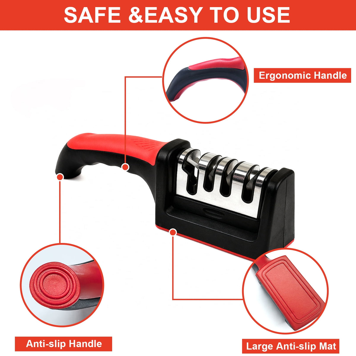 AGCAN 2 Pack Knife Sharpener, 4-Stage Kitchen Knife Sharpeners with Non-slip Base, Knife Sharpening System for Kitchen Knives, Scissors
