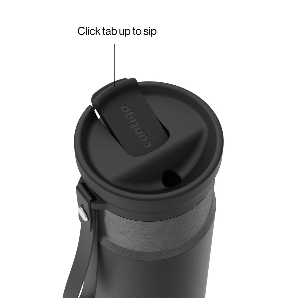Contigo 24oz SnapSeal Insulated Stainless Steel Water Bottle with Straw, Licorice Black/Bronze