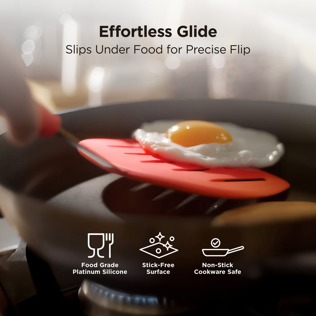 Kitchen Mama WaltzGrip Platinum Silicone Pancake Spatula Turner (Gray)
