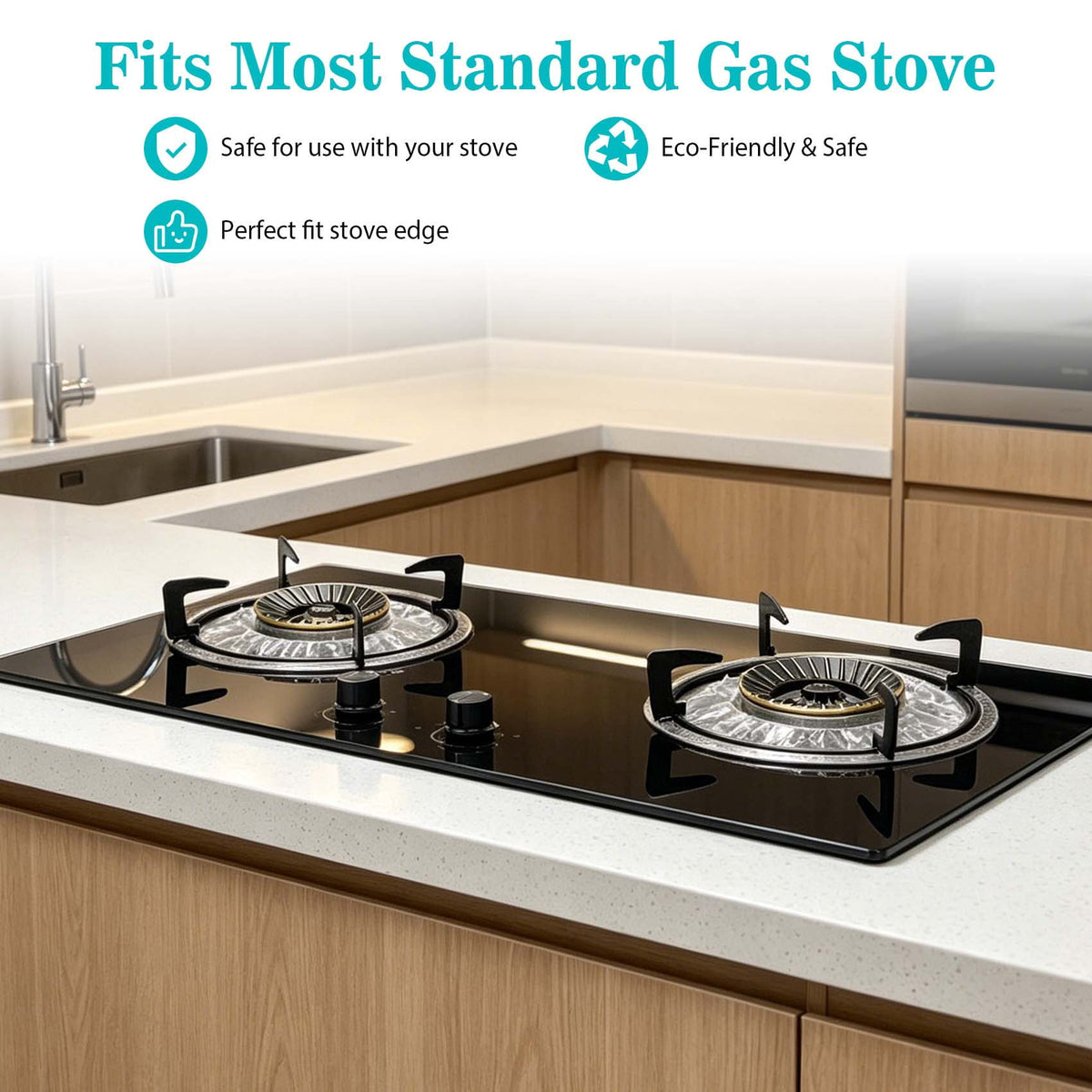 Disposable Aluminum Gas Stove Burner Covers, 8.5x8.5 Inch Heat-Resistant Stove Top Liners, 50 Pack for Easy Cleanup（Round）
