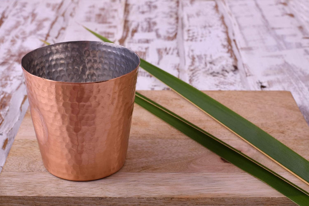De Kulture Works Pure Copper Dimple Glasses Cup Tumbler With Tin Plating, 3.5x 4 (DH) inches
