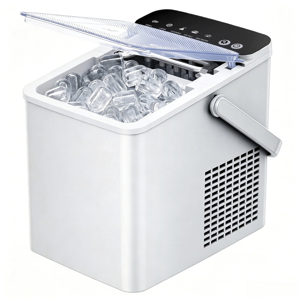 SIMZLIFE Portable Countertop Ice Maker, 26 Lbs/Day, 9 Bullet Ice Cubes in 6 Minutes, 2 Ice Sizes, Self-Cleaning Ice Machine, Black