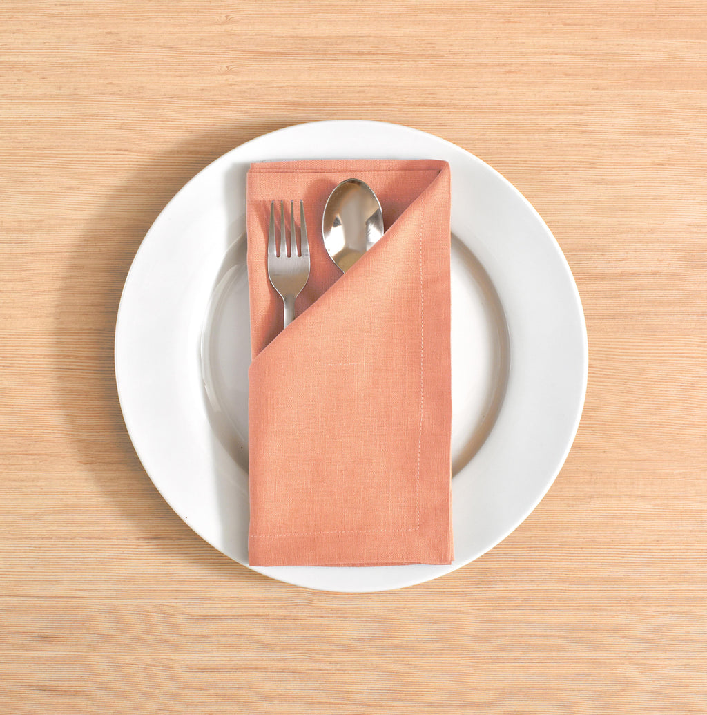 Fingercraft Cloth Napkin, Solid Color Cotton Linen Blend Table Napkins, Soft and Absorbent Fabric, Set of 12, Blush Pink
