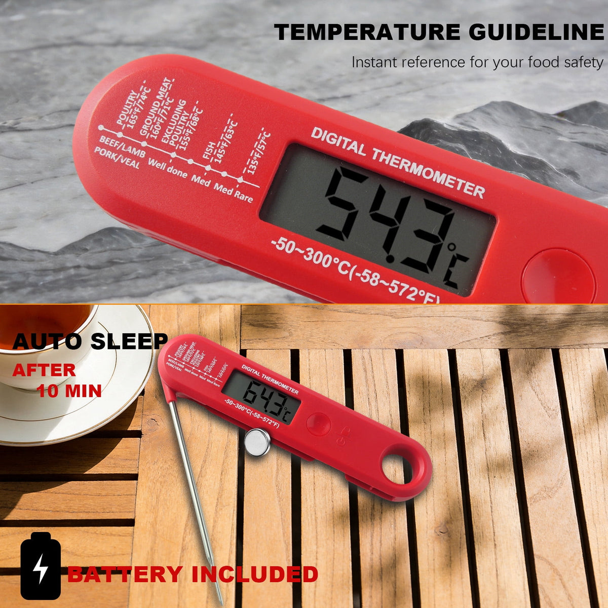 AGCAN Digital Meat Thermometer Instant Read Food Thermometers for BBQ Grilling Cooking