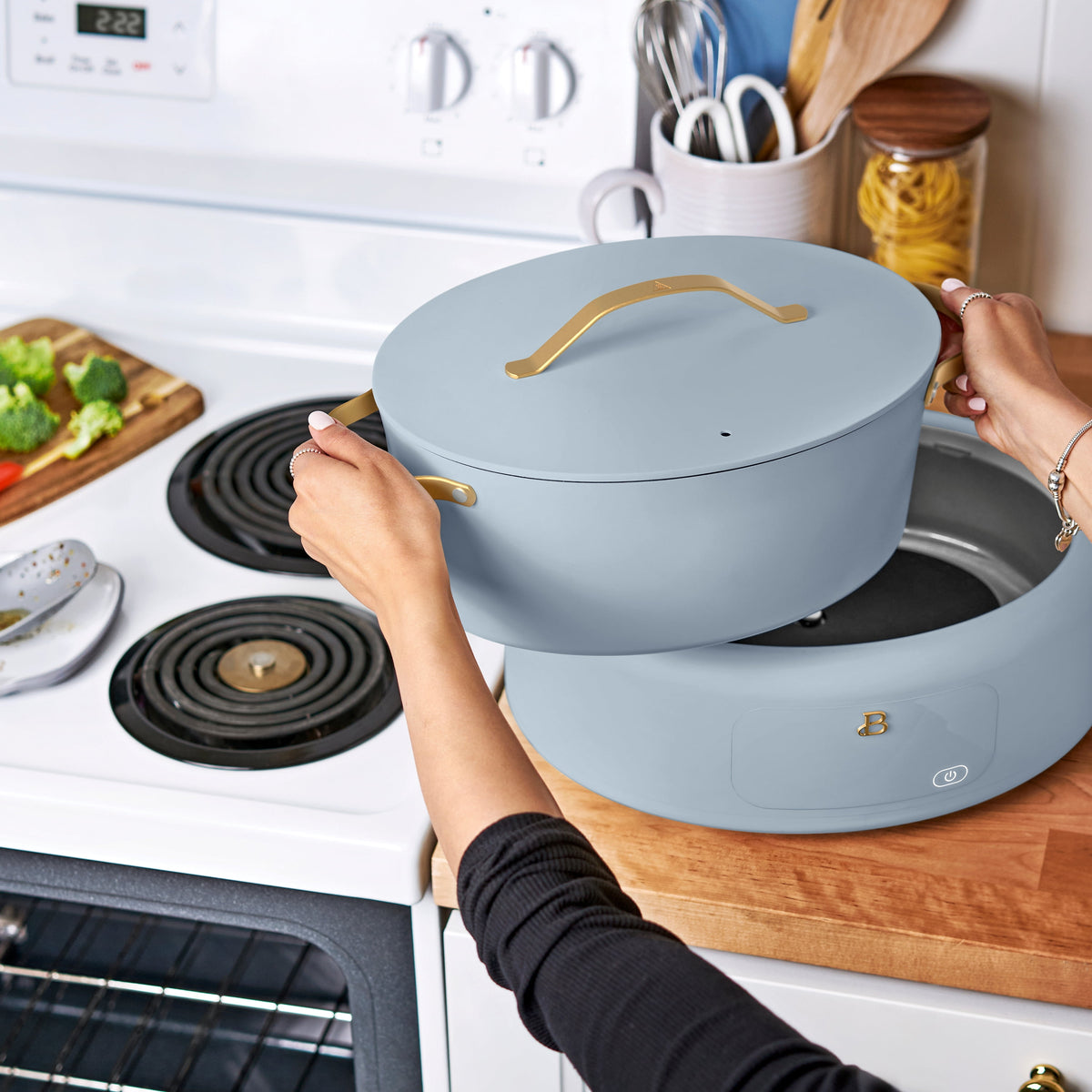 Beautiful 10 in 1, 6 Qt Electric Multi-Cooker, Thyme Green by Drew Barrymore