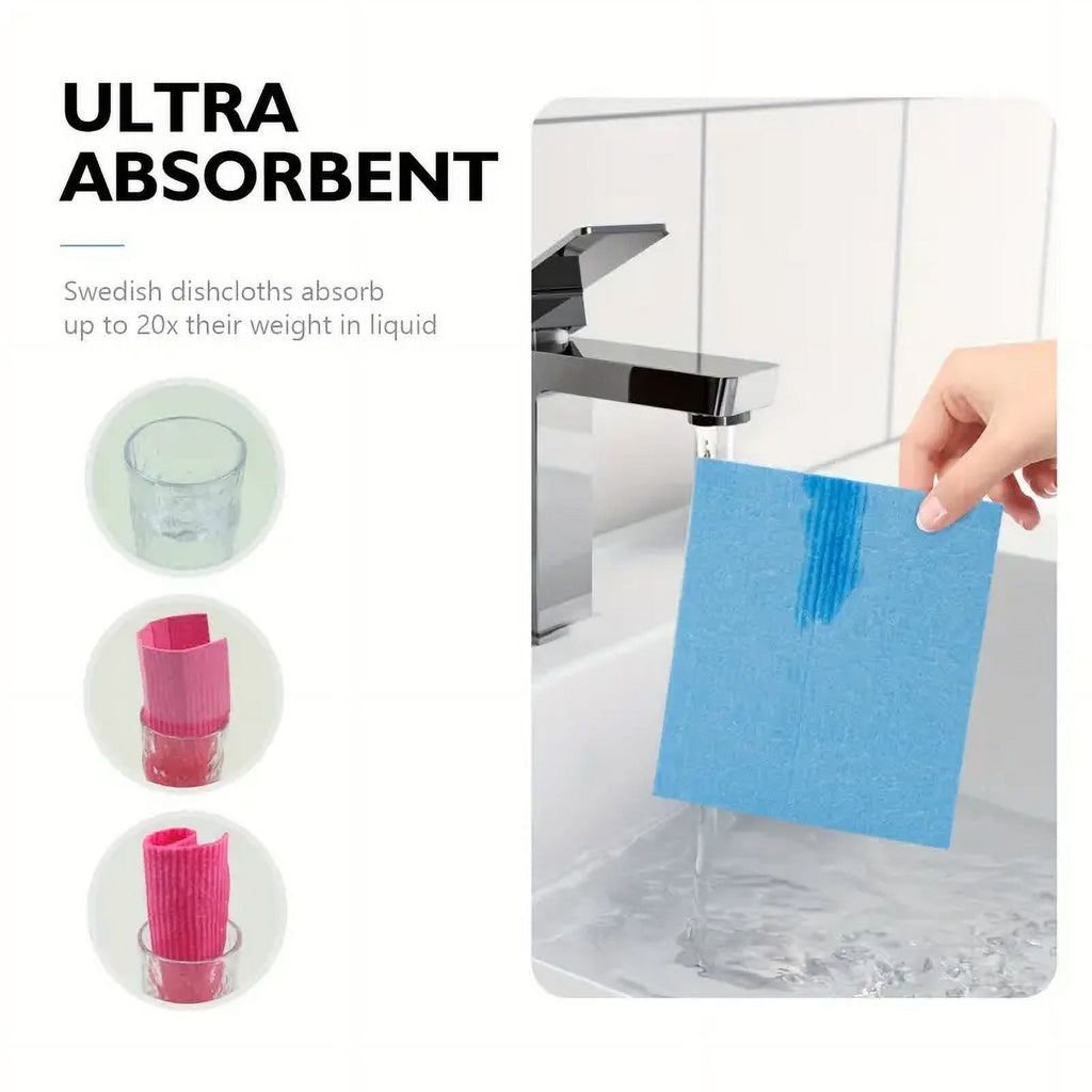 6pcs, Swedish DishCloths For Kitchen- Reusable Paper Towels Washable - Cellulose Sponge Microfiber Dish Cloths