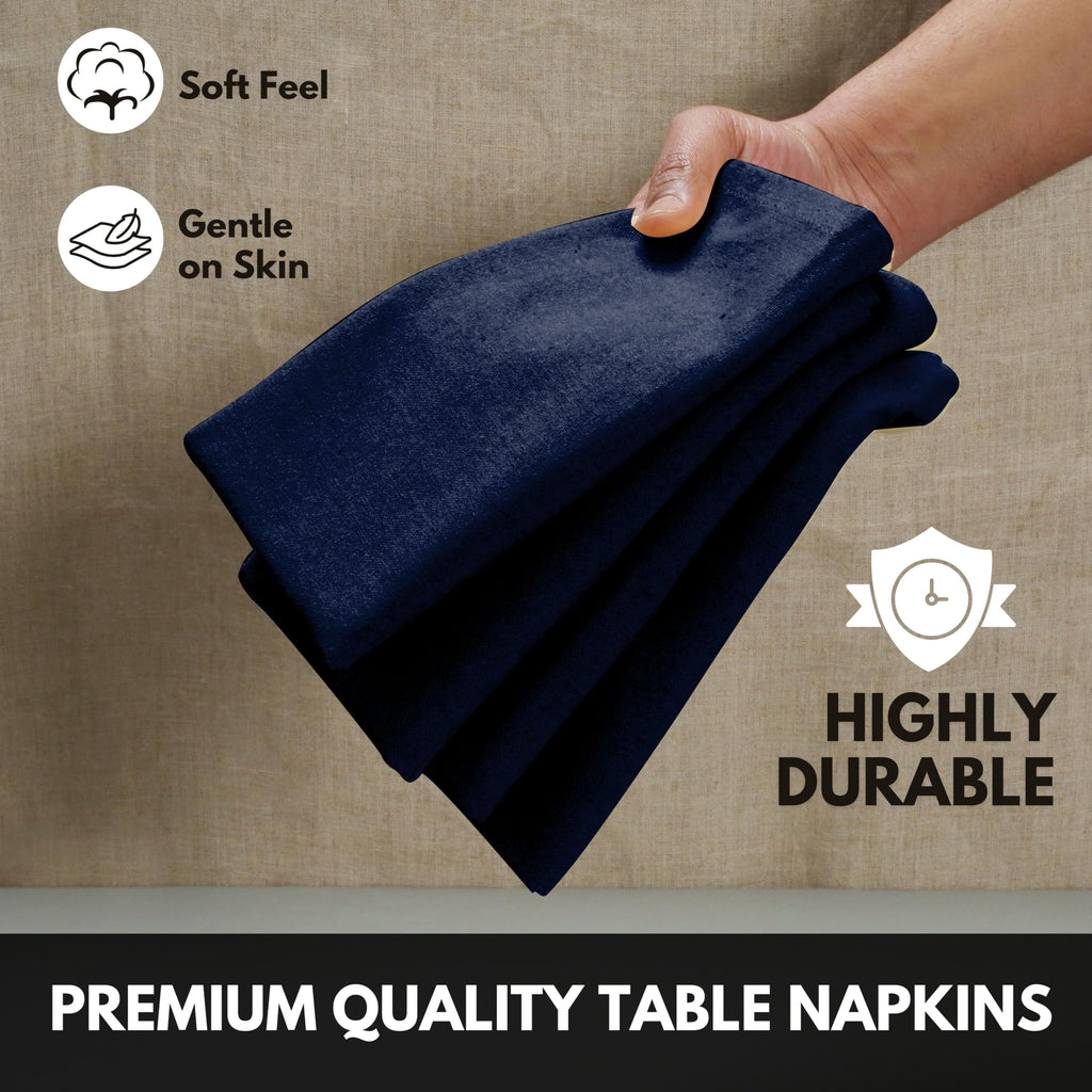 Softopia Cotton Cloth Napkin 17Inch x 17Inch, Washable & Reusable Napkins, Set of 12, Durable, Absorbent, Soft Linen Table Napkins for Fall, Parties, Holiday, Lunch, Dinner, Everyday Use, Navy Blue