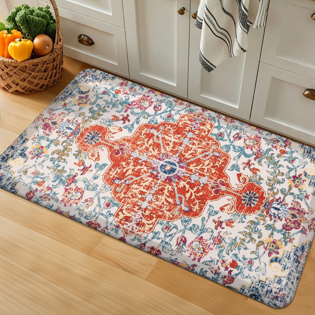 MeyJey 4/5 Inch Thick Anti Fatigue Kitchen Rug 20”x39”, Non Slip Waterproof Floor Mats for Kitchen Sink Laundry Office, Black/Gray