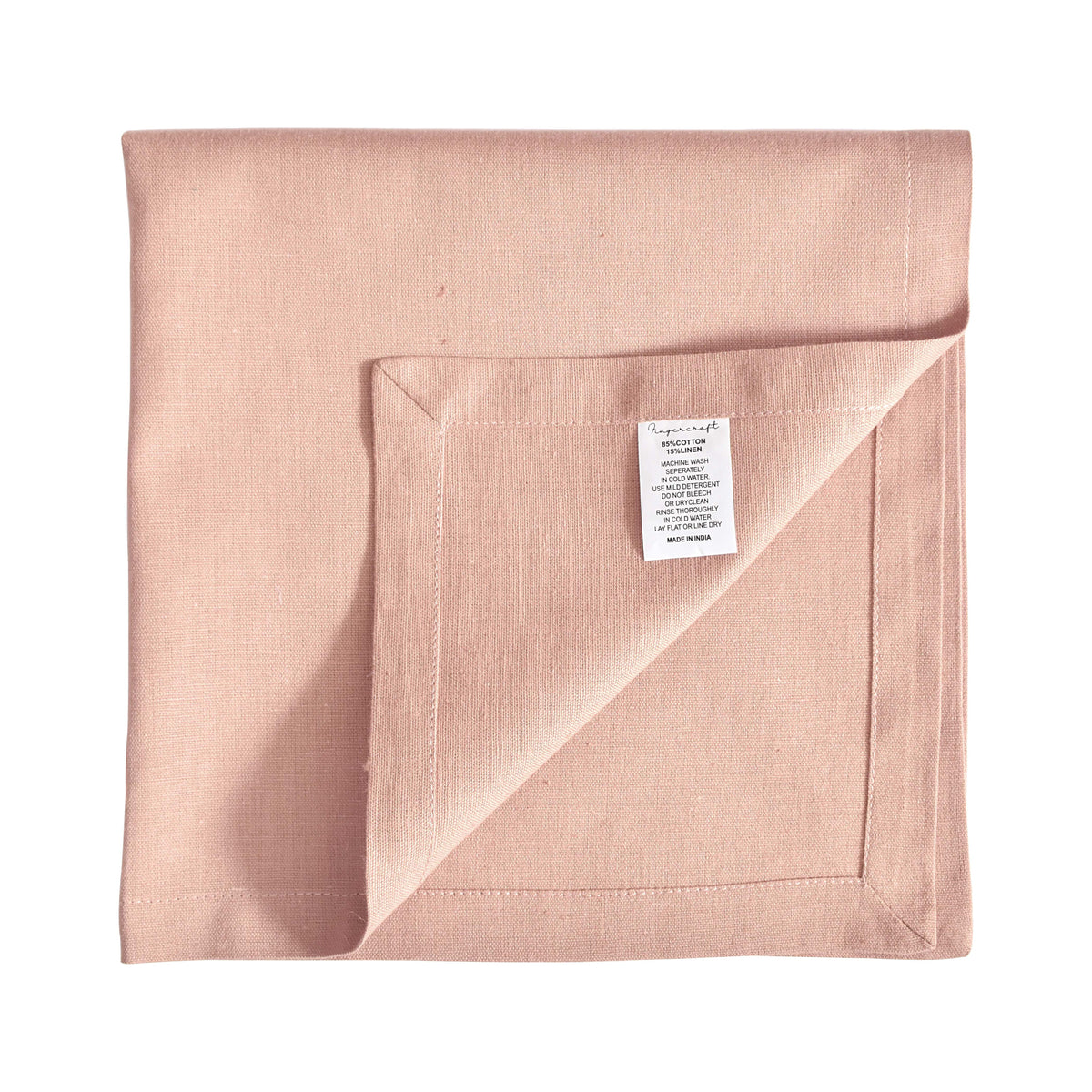 Fingercraft Cloth Napkin, Solid Color Cotton Linen Blend Table Napkins, Soft and Absorbent Fabric, Set of 12, Blush Pink
