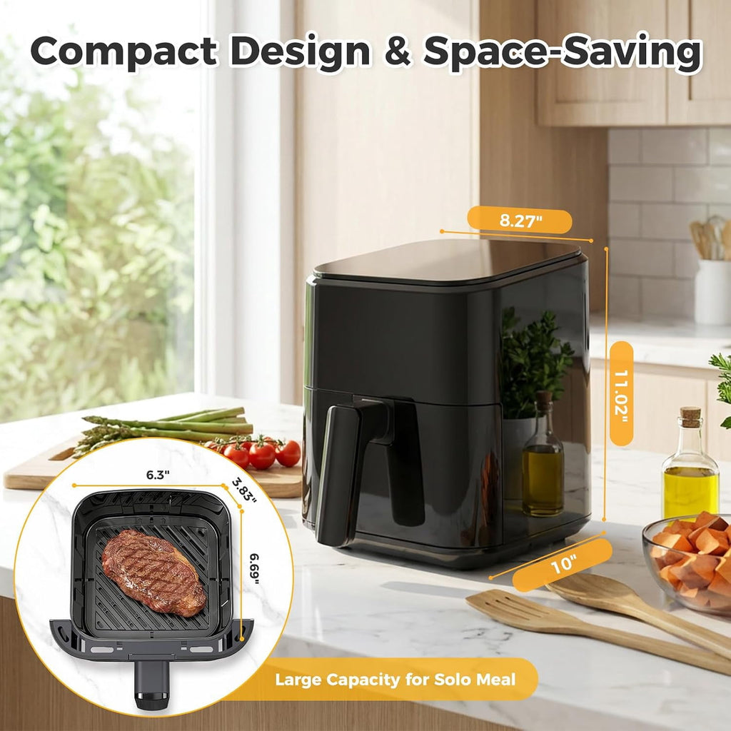 Air Fryer, 6-Quart Smart Air Fryer, 12-in-1 Functions - Air Fry, Roast, Reheat, Dehydrate, Bake, Steam, and More, 400Â°F Max Temperature, Grey