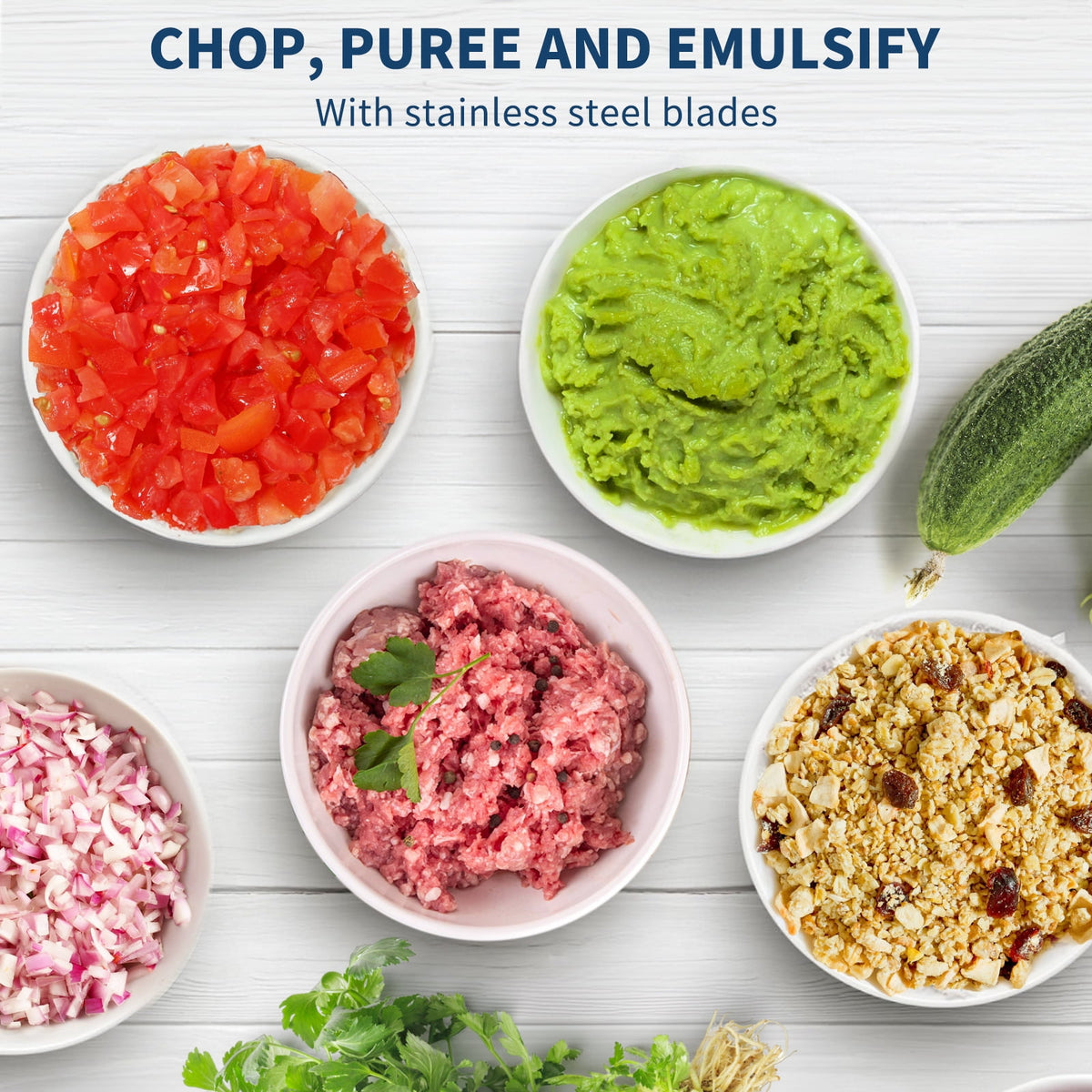 LINKChef Food Chopper, 3 Cup Food Processor, 260W Power Grinder with 4 Bi-Level Blades, Grey
