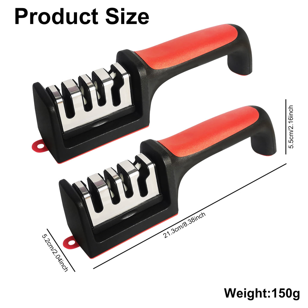 AGCAN 2 Pack Knife Sharpener, 4-Stage Kitchen Knife Sharpeners with Non-slip Base, Knife Sharpening System for Kitchen Knives, Scissors