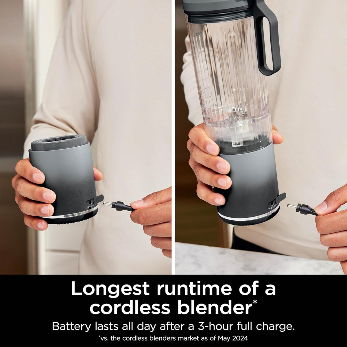 Restored Ninja BC251GY Blast Max Personal Cordless Blender, 3 Programs, 22 oz. Twist & Go Vessel, Gray (Refurbished)