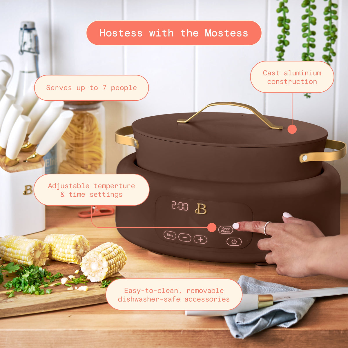 Beautiful 10 in 1, 6 Qt Electric Multi-Cooker, Thyme Green by Drew Barrymore