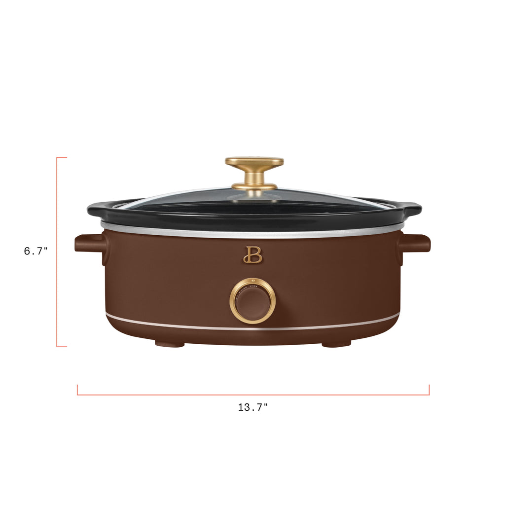 Beautiful 2.5 Qt Dip and Serve Manual Slow Cooker, Chocolate by Drew Barrymore