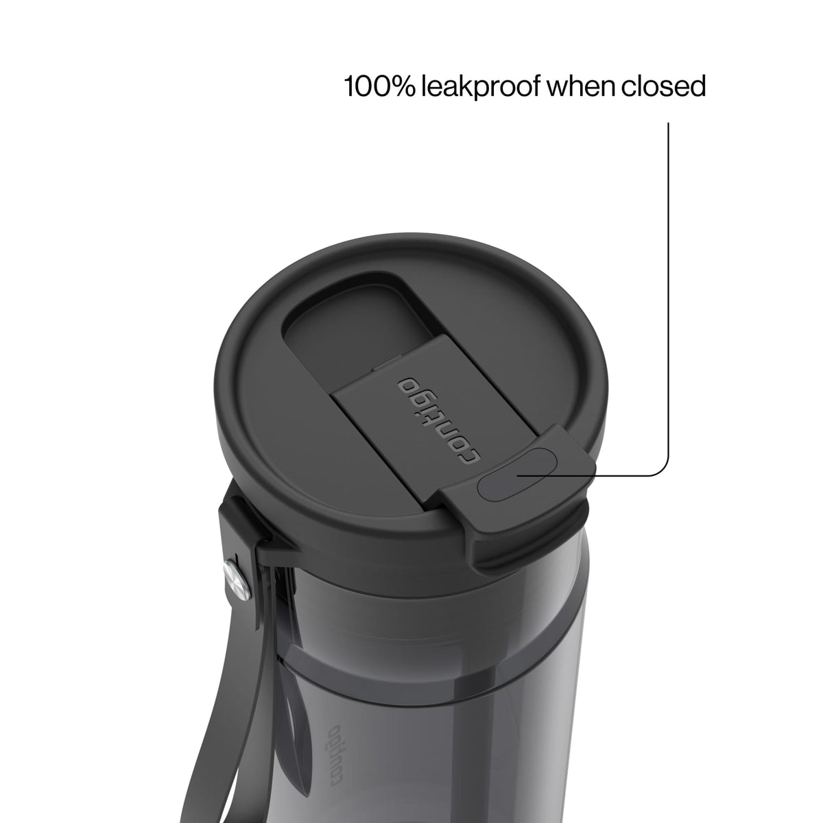 Contigo 24oz DualSip Plastic Water Bottle with Built-In Straw and Drink Opening, Licorice Black/Clear