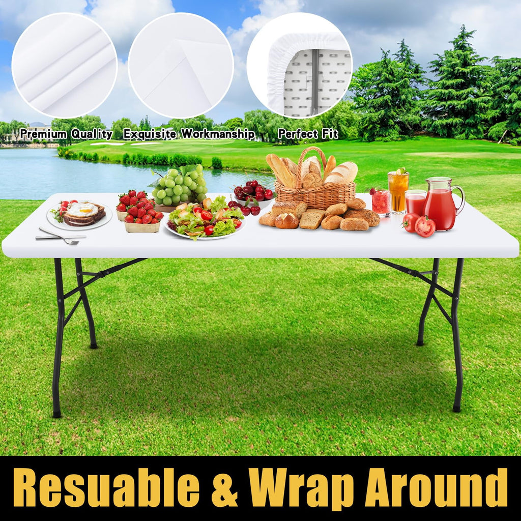 Smiry Rectangle Picnic Tablecloth, Waterproof Wipeable Table Cloth, Washable Elastic Table Cover for Outdoor and Indoor, 30"x72", Black