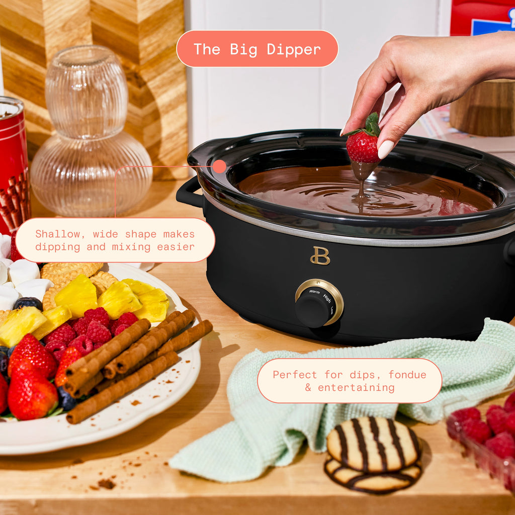 Beautiful 2.5 Qt Dip and Serve Manual Slow Cooker, Chocolate by Drew Barrymore