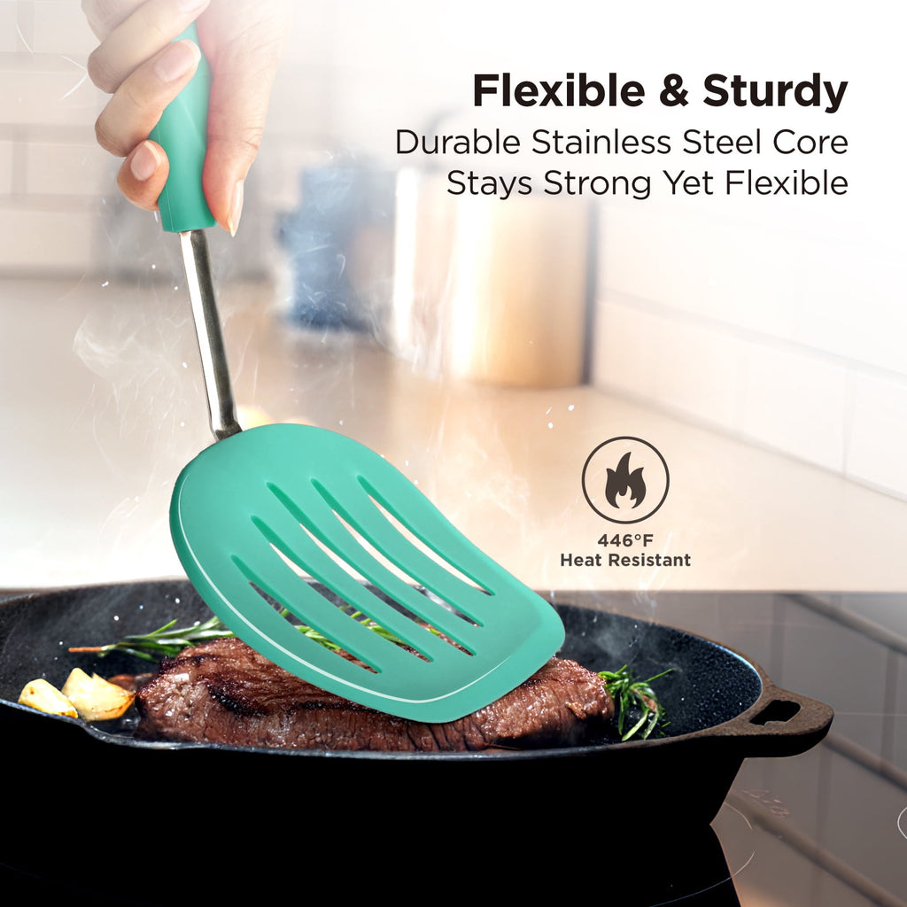 Kitchen Mama WaltzGrip Platinum Silicone Pancake Spatula Turner (Gray)