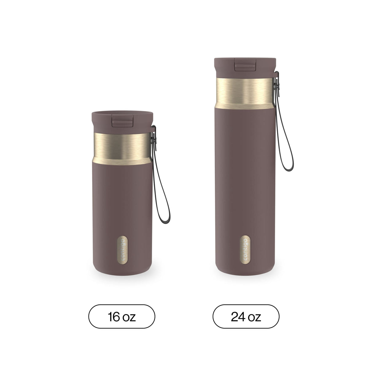 Contigo 16oz SnapSeal Insulated Stainless Steel Water Bottle, Licorice Black/Bronze