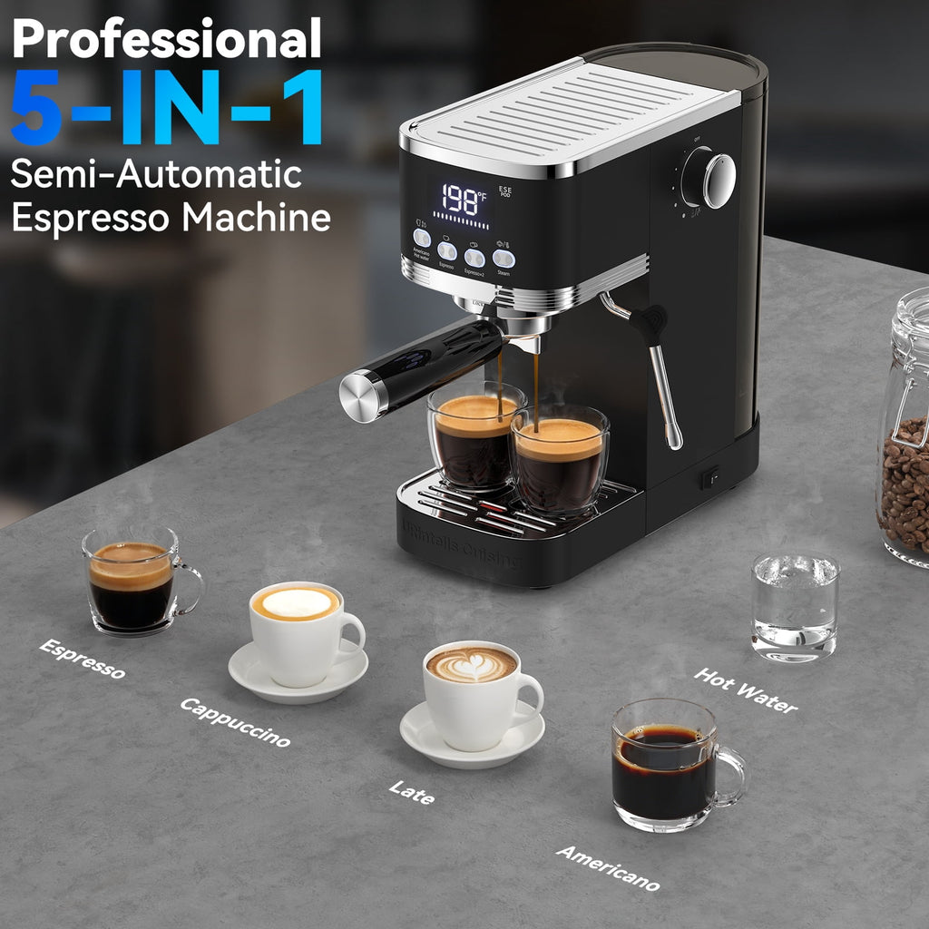 URintells Cuising 20 Bar Espresso Machine with Milk Frother, 1350W Coffee Maker for Americano, Cappuccino, Latte, Stainless Steel