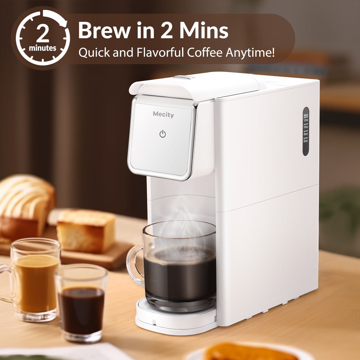 Mecity Compact Coffee Maker for Ground Coffee & Loose Tea - Single Serve, 6-12 Oz Brew, Black